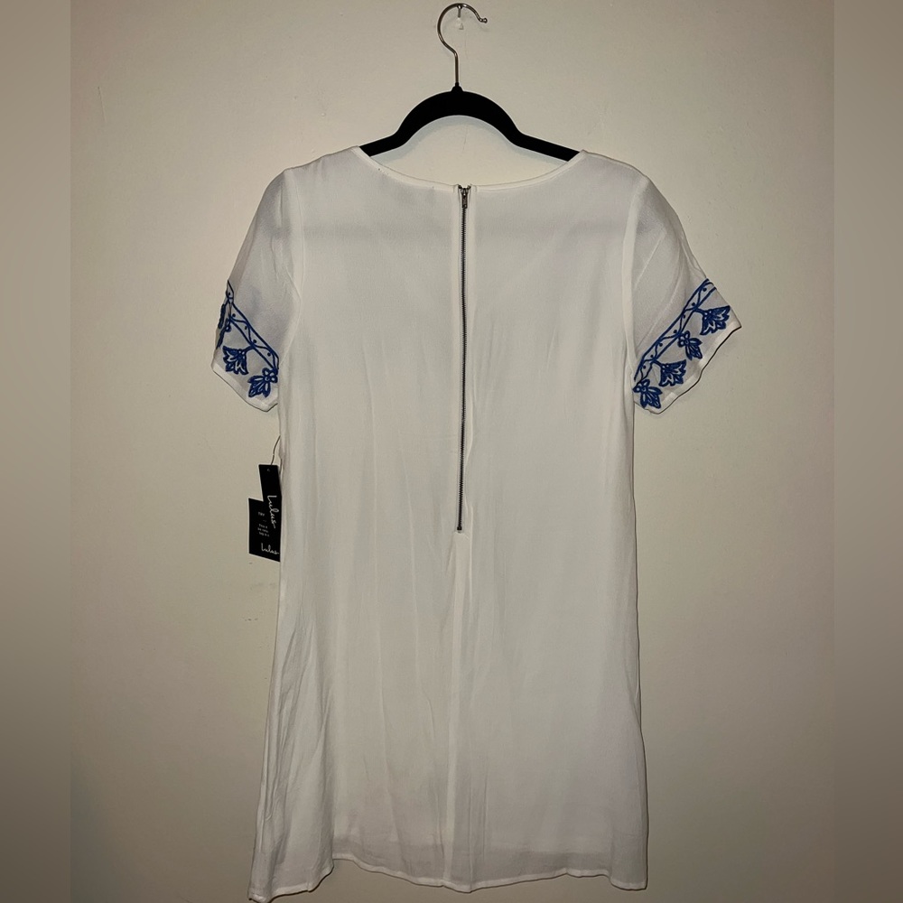 Lulus Tale to Tell Blue and Ivory Embroidered Shift Dress NWT - Picture 7 of 10